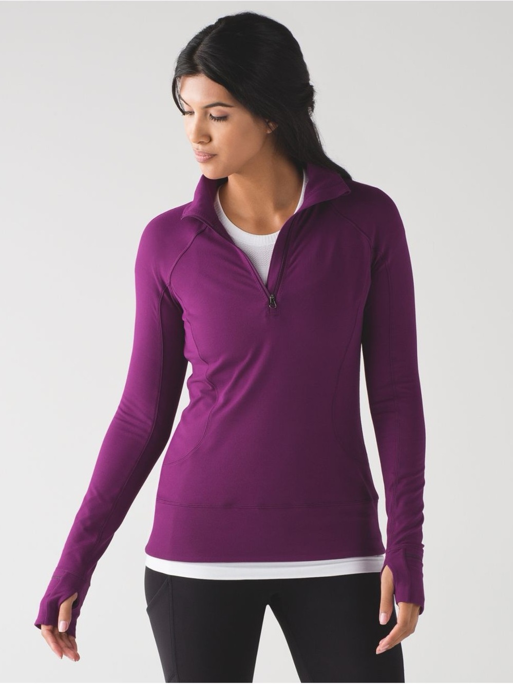 LULULEMON Rush Hour  Magenta Grape Purple Half-Zip Top Long Sleeve Shirt Size 4